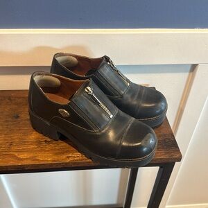 Harley Davidson 8 Clogs Black Leather Shoes Chunky Heels 90s Y2K ALTERNATOR